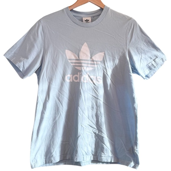 Adidas TShirt Top Size Large, Blue, White, Tres Foil - Picture 1 of 4